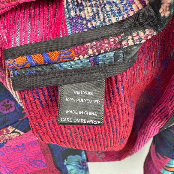 Berek Multicolored Satin Patchwork Jacquard Floral Print Collared Jacket - Picture 12 of 13